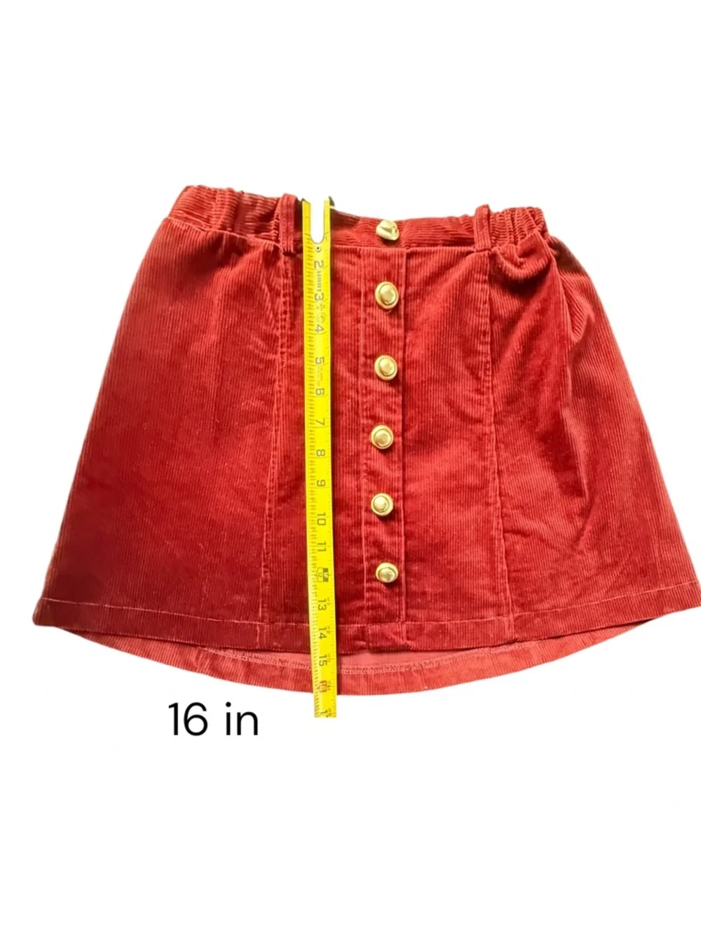A Loves A Girls 2Pc Set Puff Sleeve Top Corduroy Skirt Rust Burgundy M 10-12Y